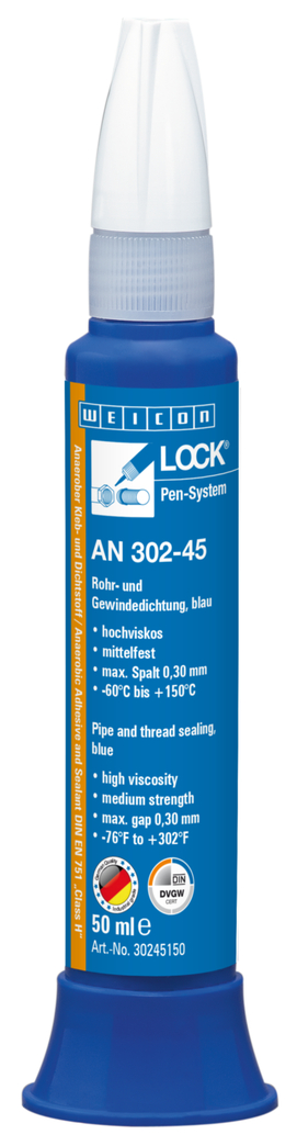 WEICONLOCK® AN 302-45 Pipe and thread sealing | for coarse threads, medium strength, with DVGW approval WEICONLOCK® AN 302-45 Pipe and thread sealing | for coarse threads, medium strength, with DVGW approval