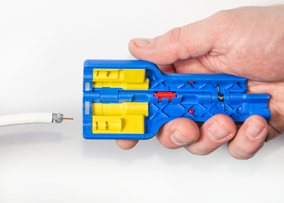 Coax-Stripper No 1 F Plus - suitable for F-compression connectors | for skinning and stripping coaxial cables incl. untwisting aid