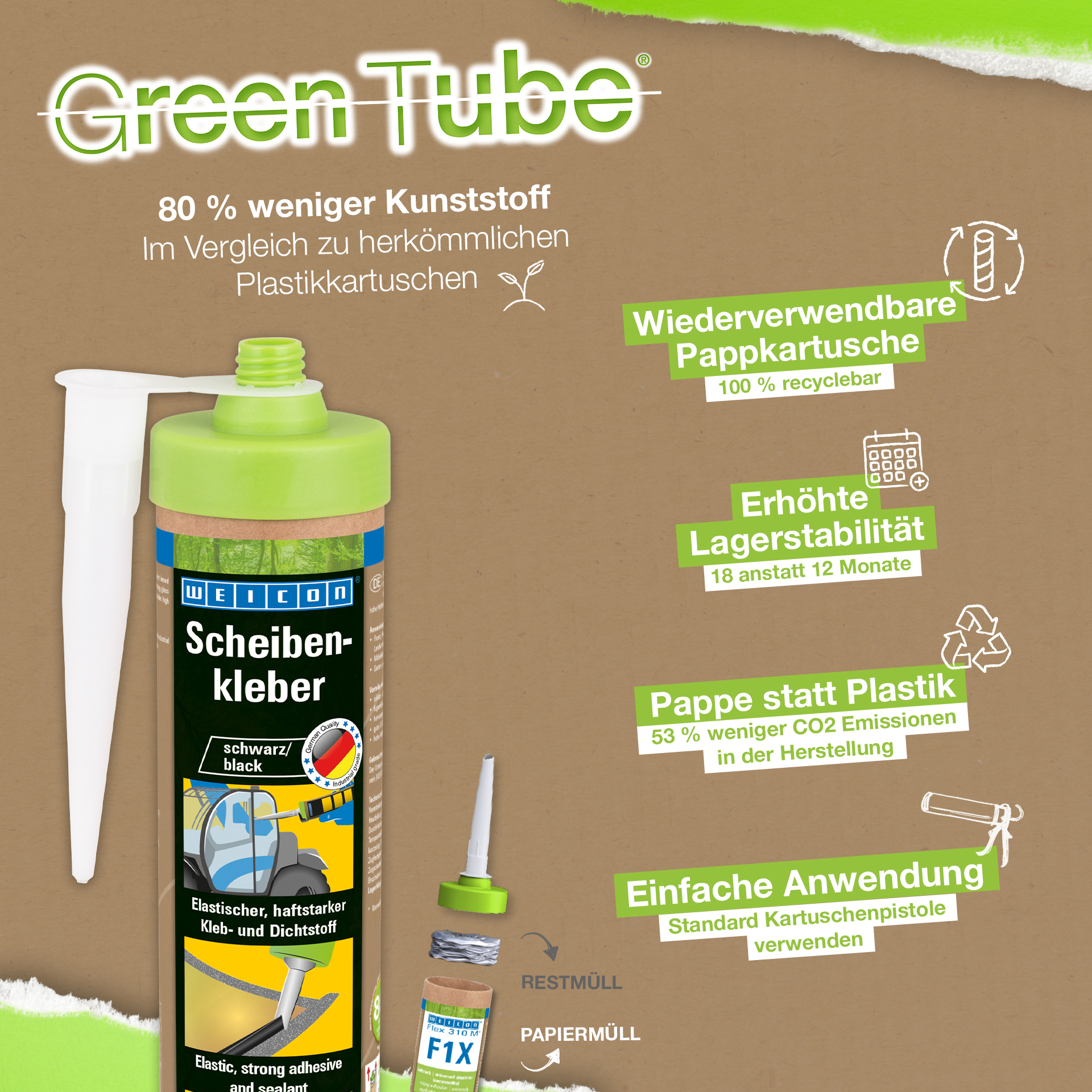 Windscreen Adhesive | for mounting glass and window panes, in Presspack packaging for fatigue-free working