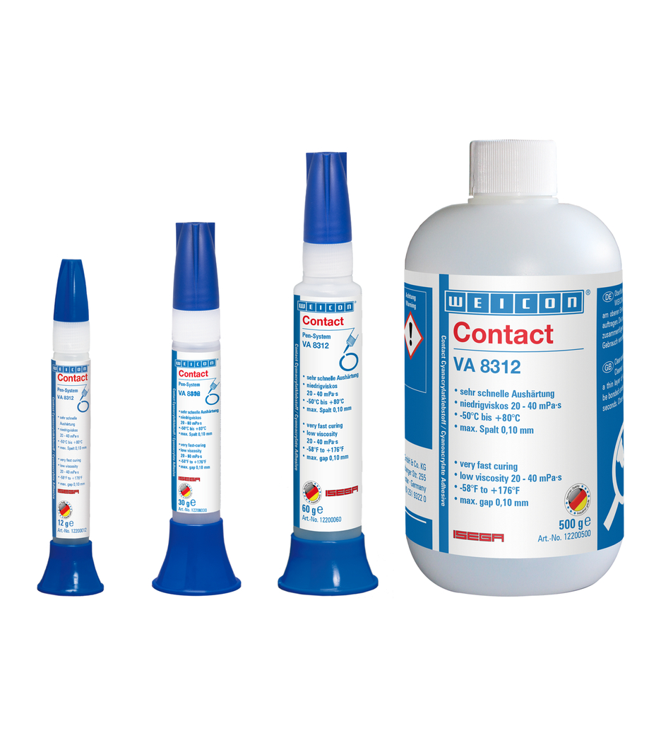 WEICON Contact VA 8312 Cyanoacrylate Adhesive | instant adhesive for the food sector as well as EPDM elastomers and rubber