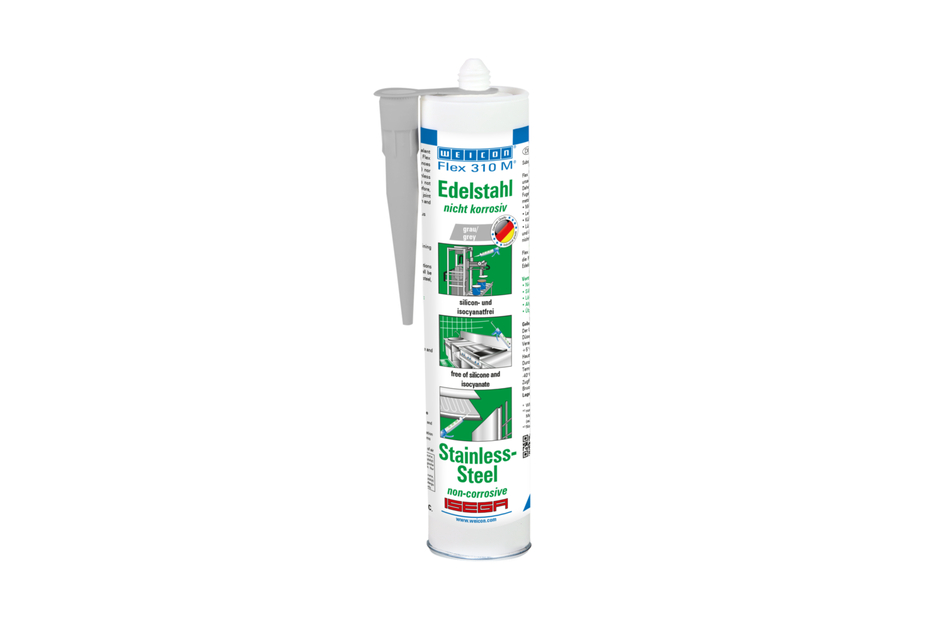 Flex 310 M® Stainless Steel | adhesive and sealant with high initial strength and metallic look, based on MS-Polymer Flex 310 M® Stainless Steel | adhesive and sealant with high initial strength and metallic look, based on MS-Polymer