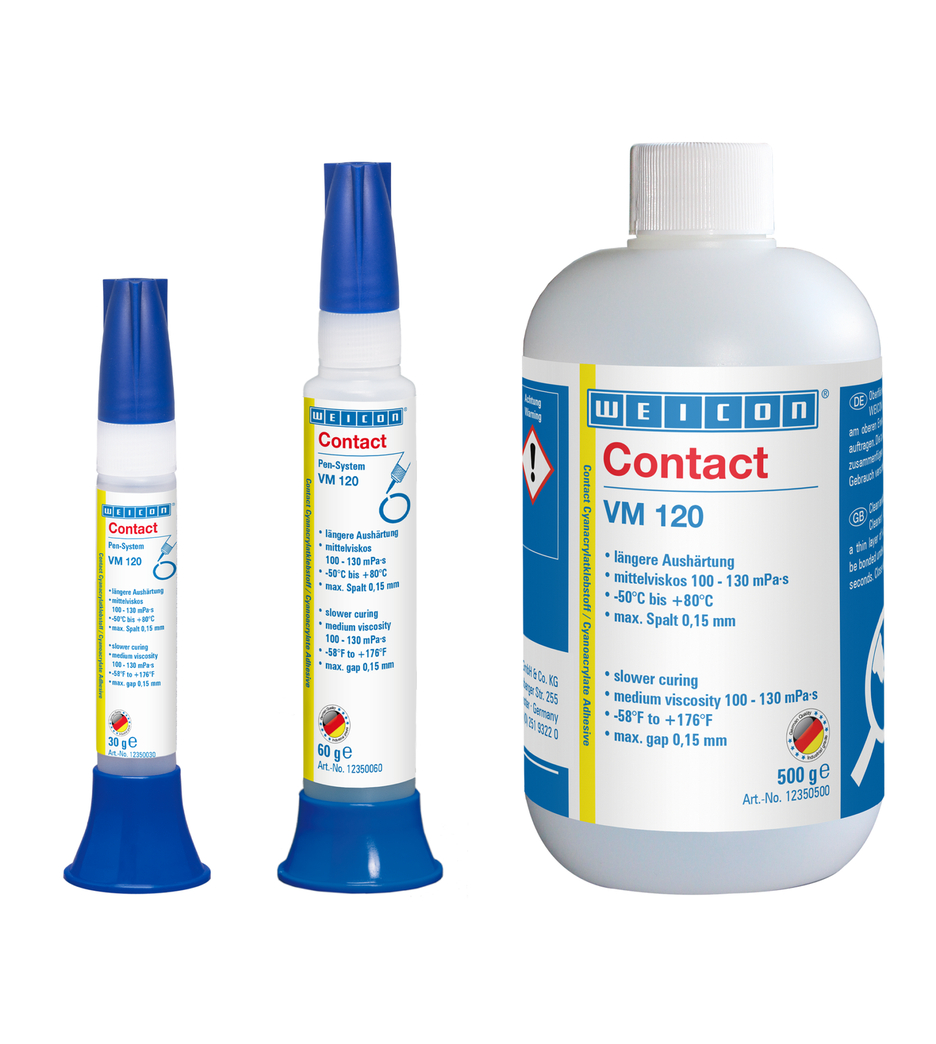 WEICON Contact VM 120 Cyanoacrylate Adhesive | instant adhesive with medium viscosity for metal