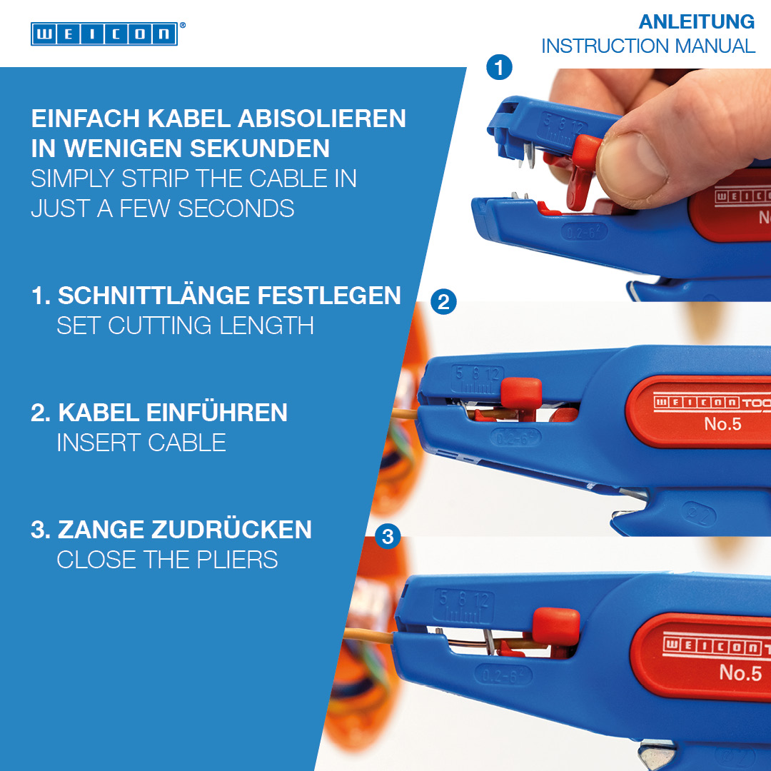 Wire Stripper No. 5 | for all common stranded and solid conductors, working range 0,2 - 6,0 mm²