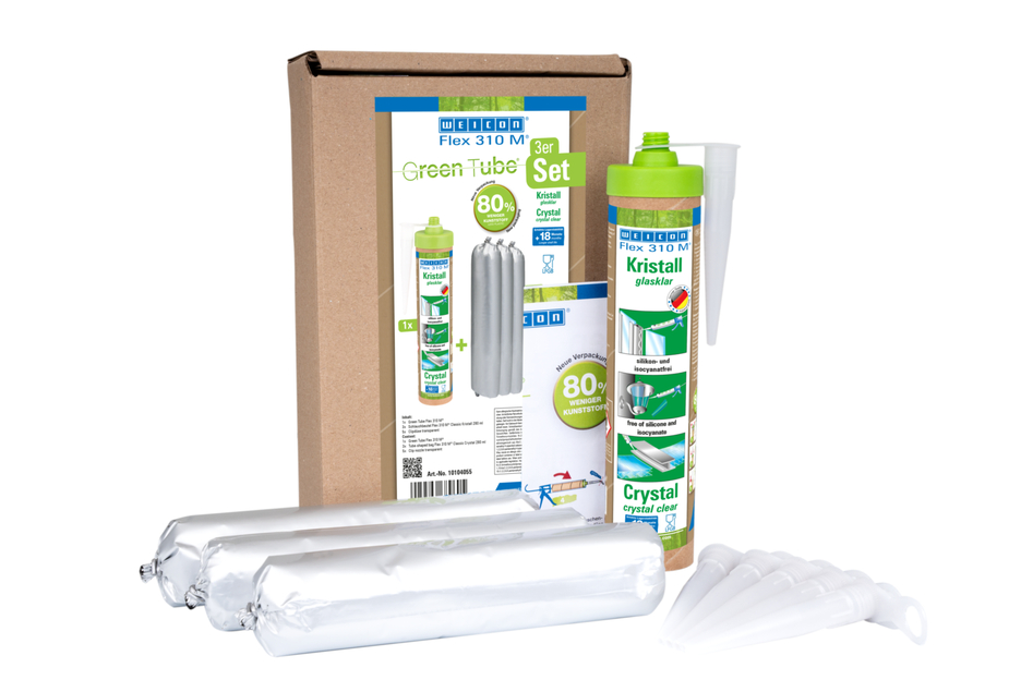 Flex 310 M® Crystal MS-Polymer | elastic adhesive based on MS-Polymer in Presspack packaging for fatigue-free working Flex 310 M® Crystal MS-Polymer | elastic adhesive based on MS-Polymer in Presspack packaging for fatigue-free working