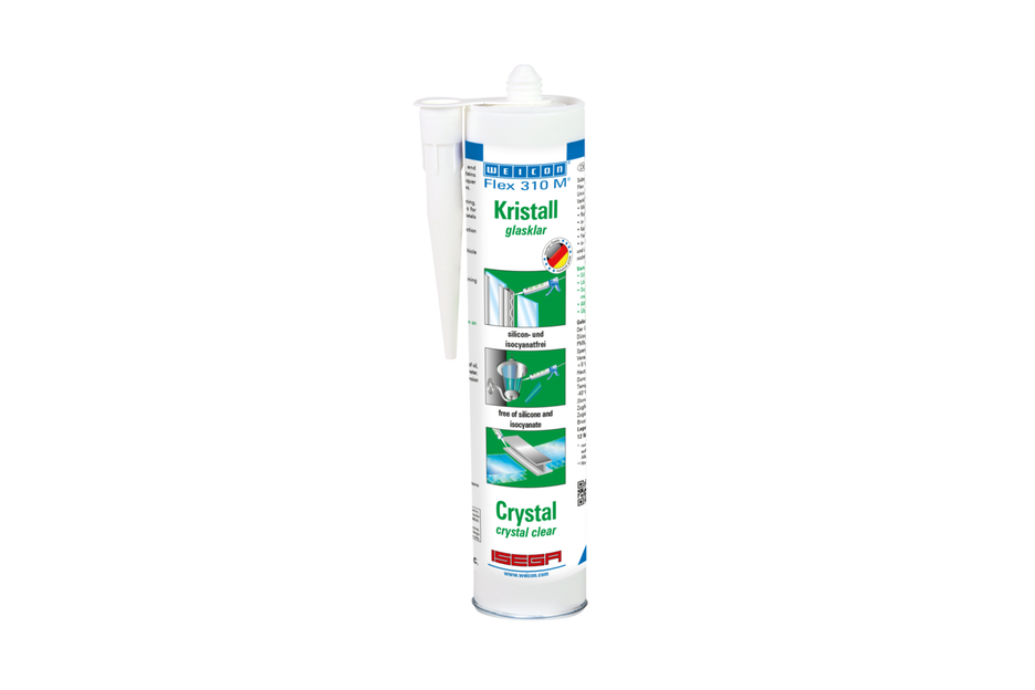 Flex 310 M® Crystal MS-Polymer | elastic adhesive based on MS-Polymer in Presspack packaging for fatigue-free working Flex 310 M® Crystal MS-Polymer | elastic adhesive based on MS-Polymer in Presspack packaging for fatigue-free working
