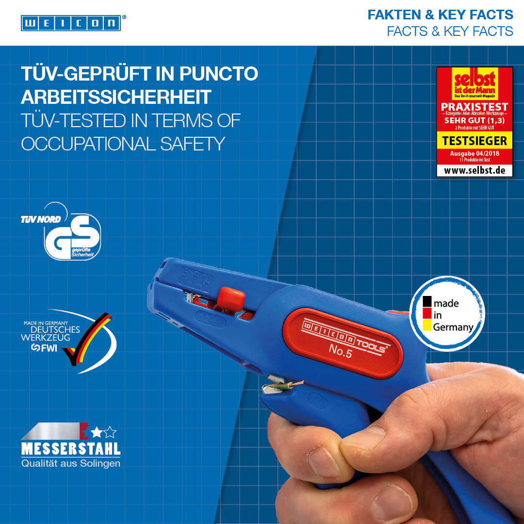 Wire Stripper No. 5 | for all common stranded and solid conductors, working range 0,2 - 6,0 mm²